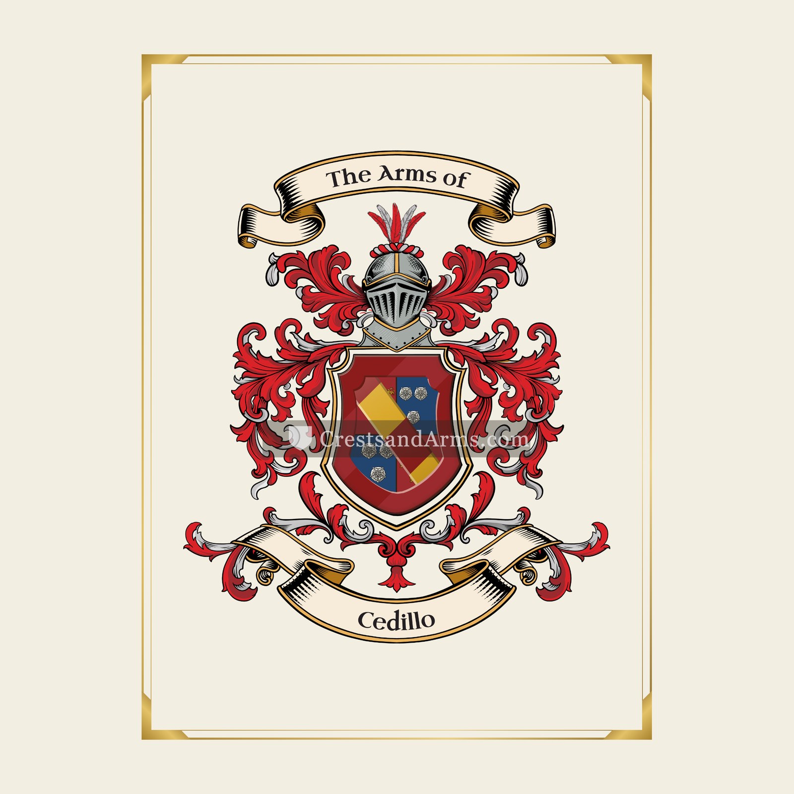 With gold border