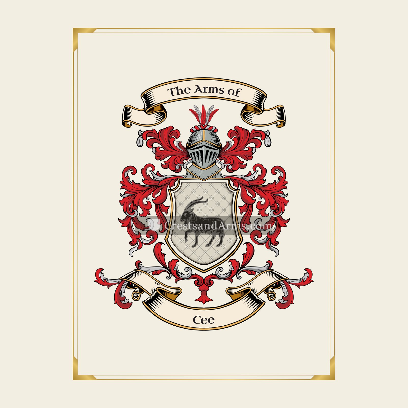 With gold border