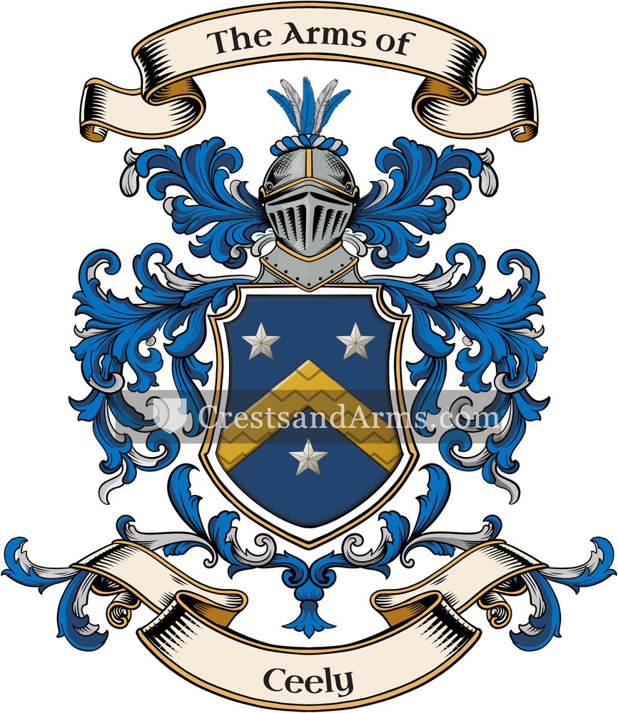 The Ceely coat of arms, drawn from the recorded blazon