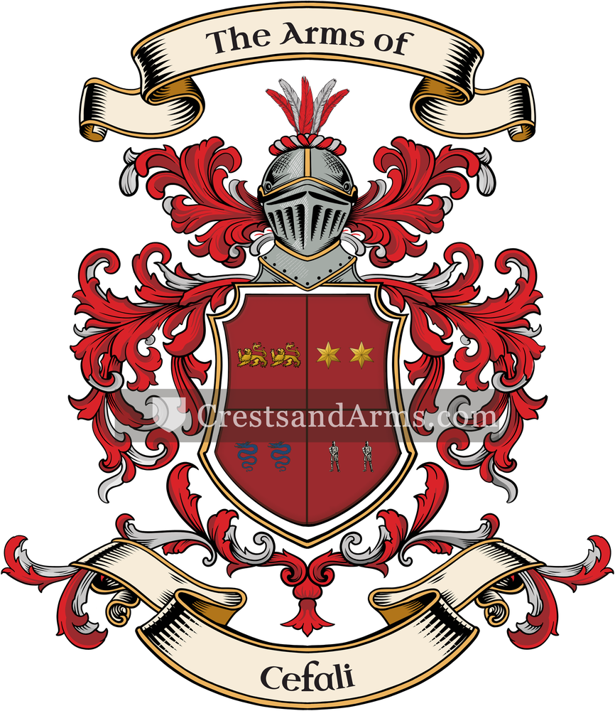 The Cefali coat of arms, drawn from the recorded blazon