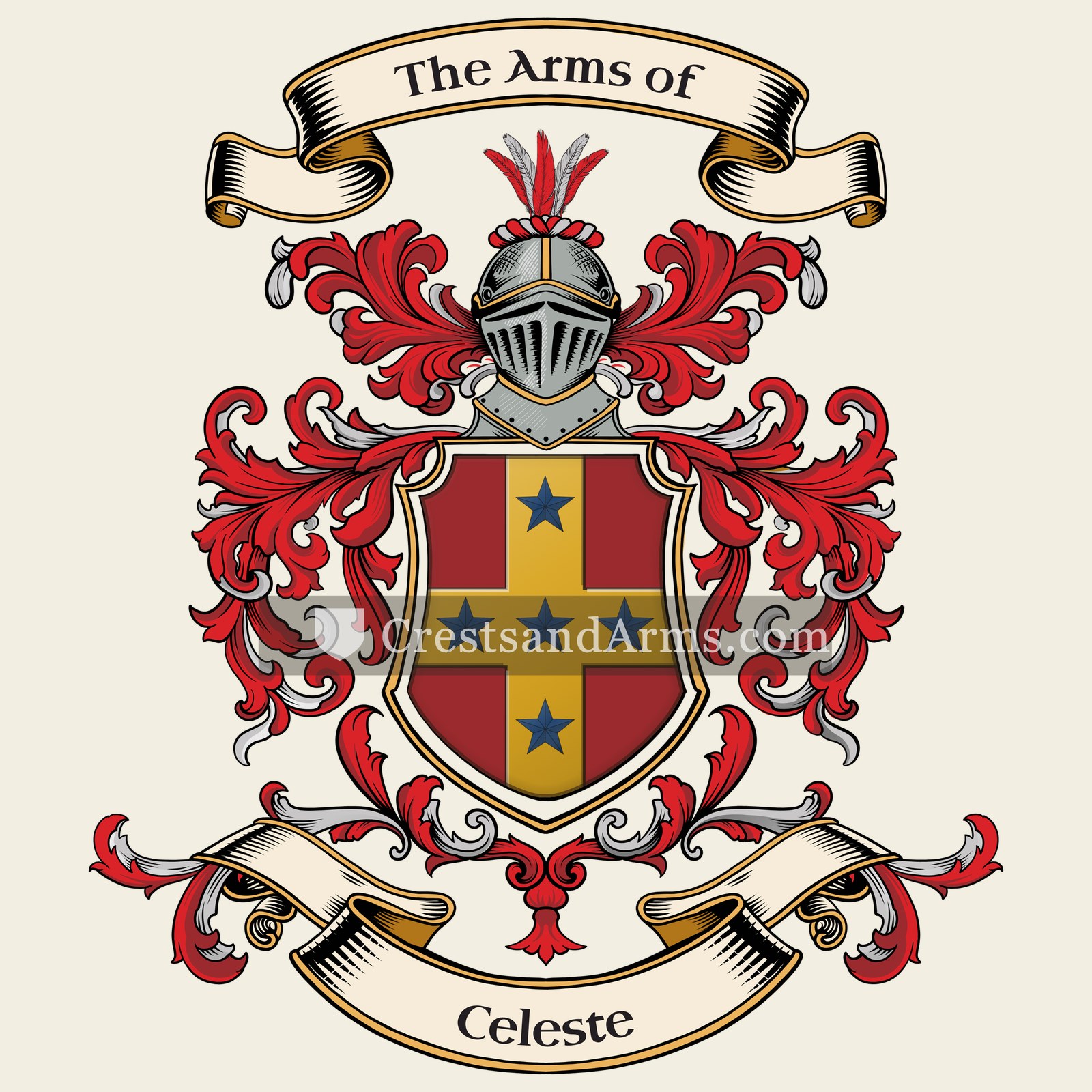 The Celeste coat of arms, drawn from the recorded blazon
