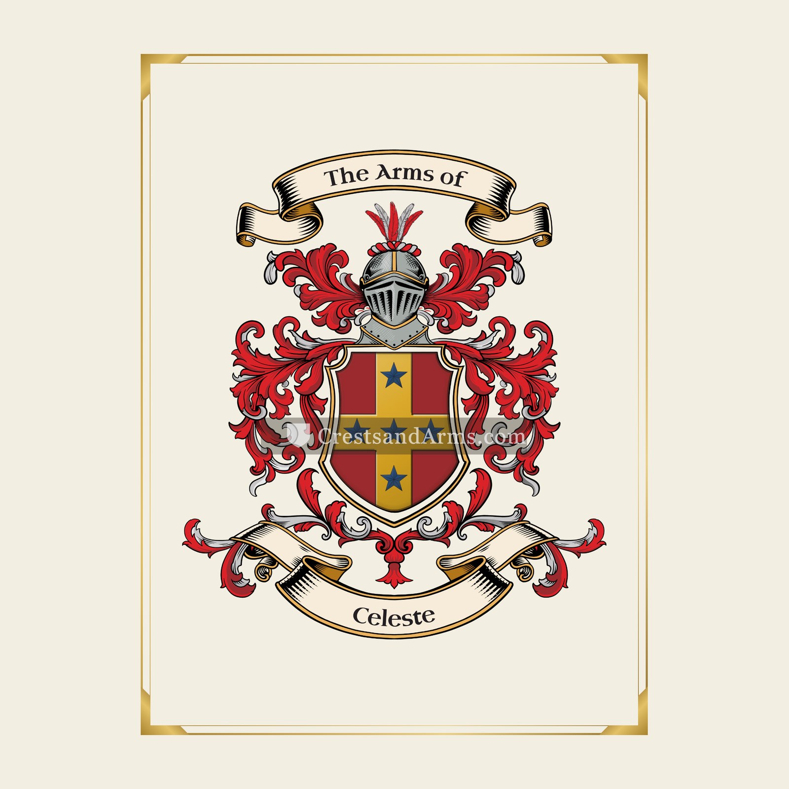 With gold border