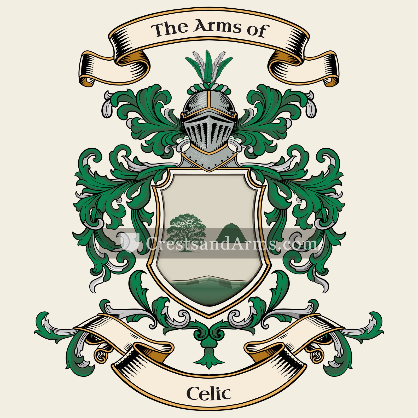 The Celic coat of arms, drawn from the recorded blazon