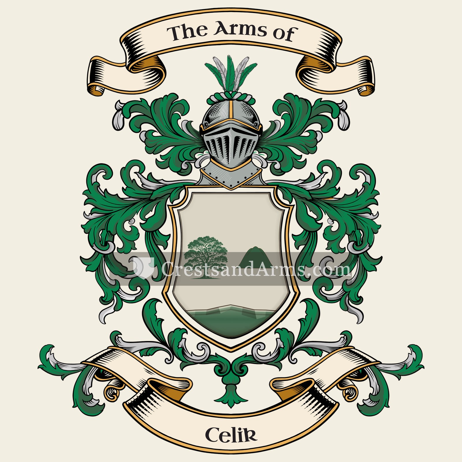 The Celik coat of arms, drawn from the recorded blazon