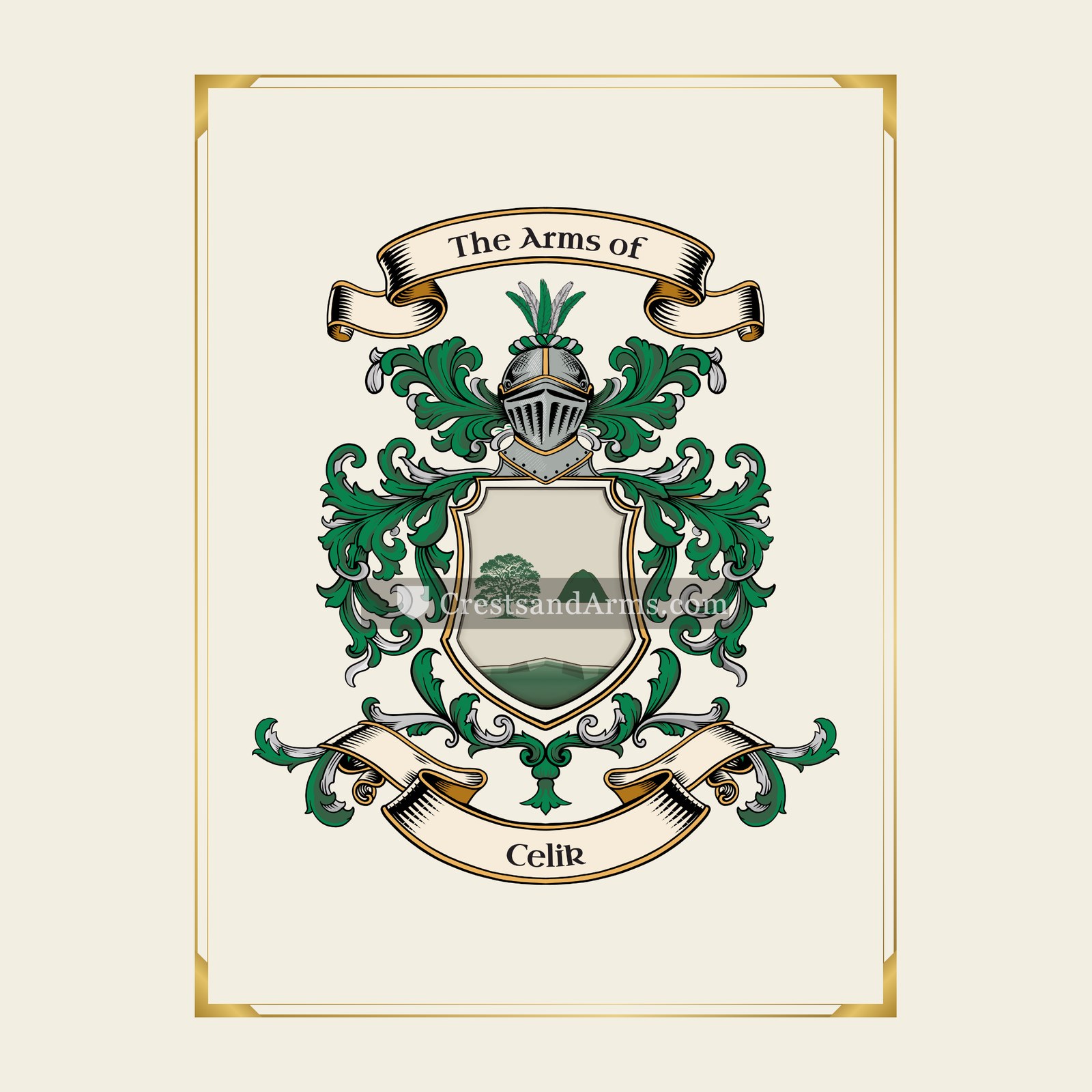 With gold border