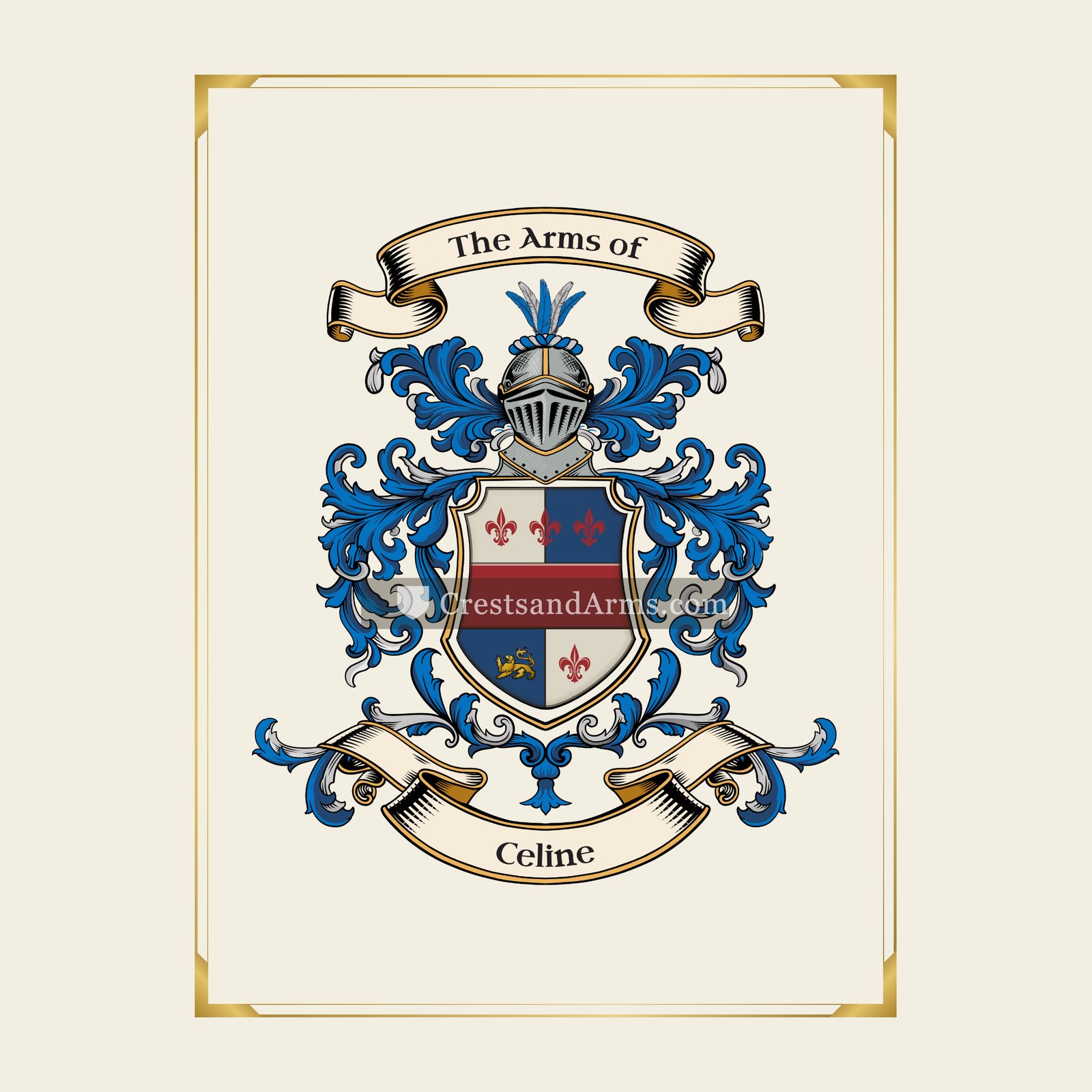 With gold border