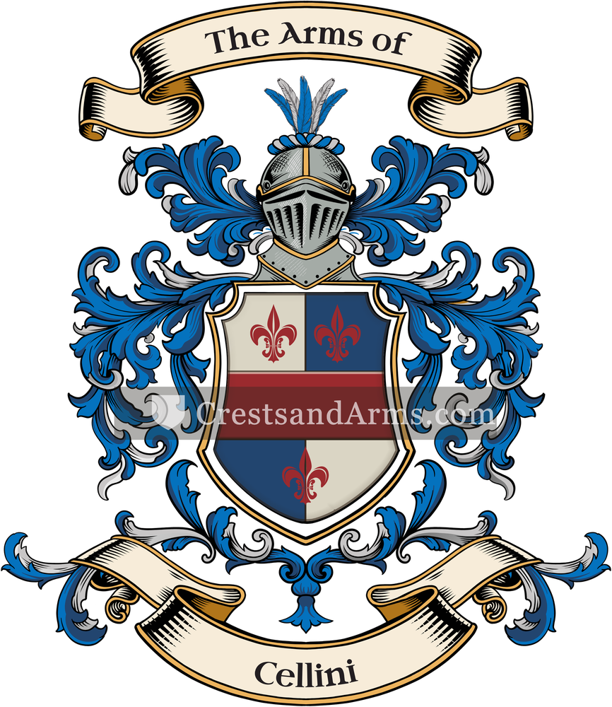The Cellini coat of arms, drawn from the recorded blazon