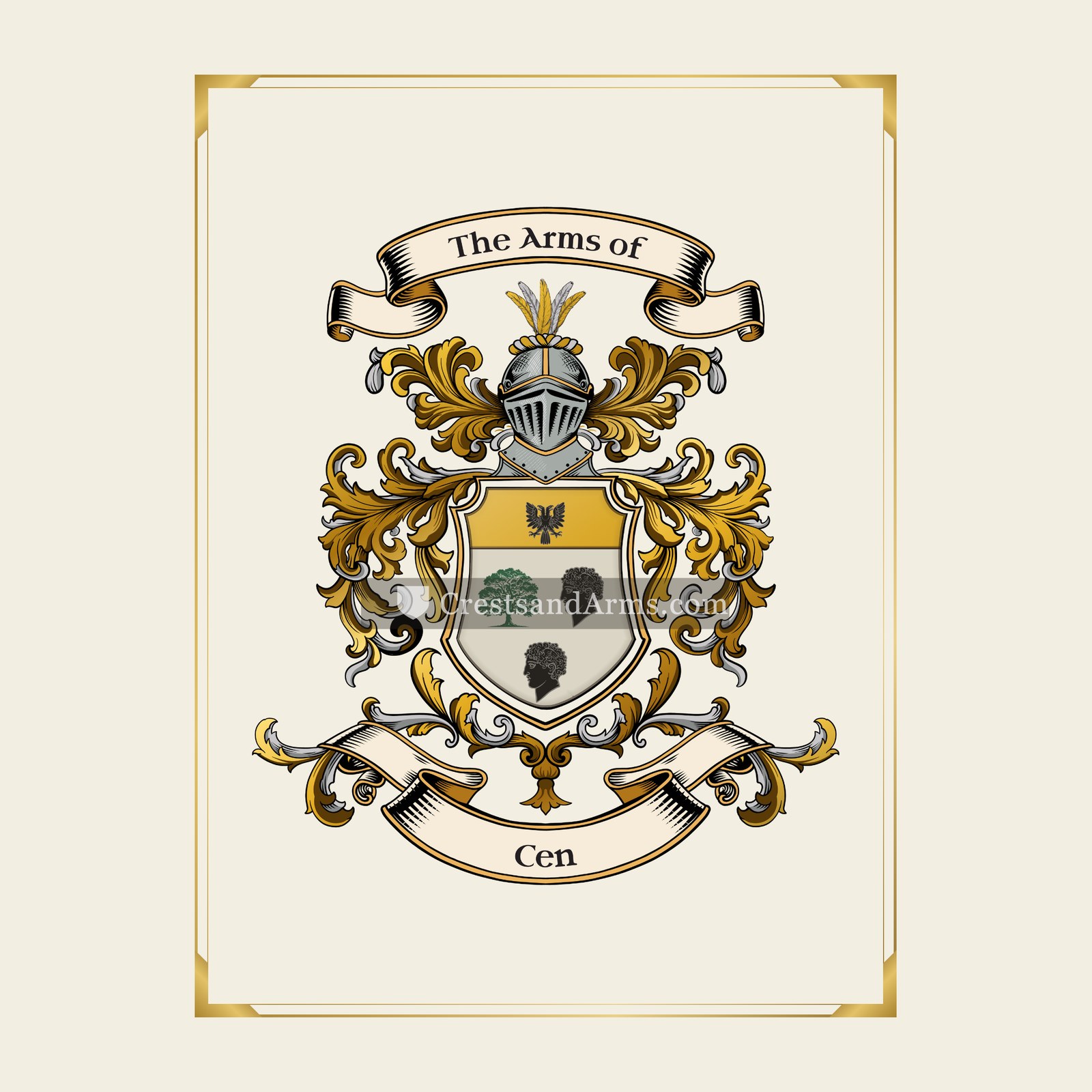 With gold border