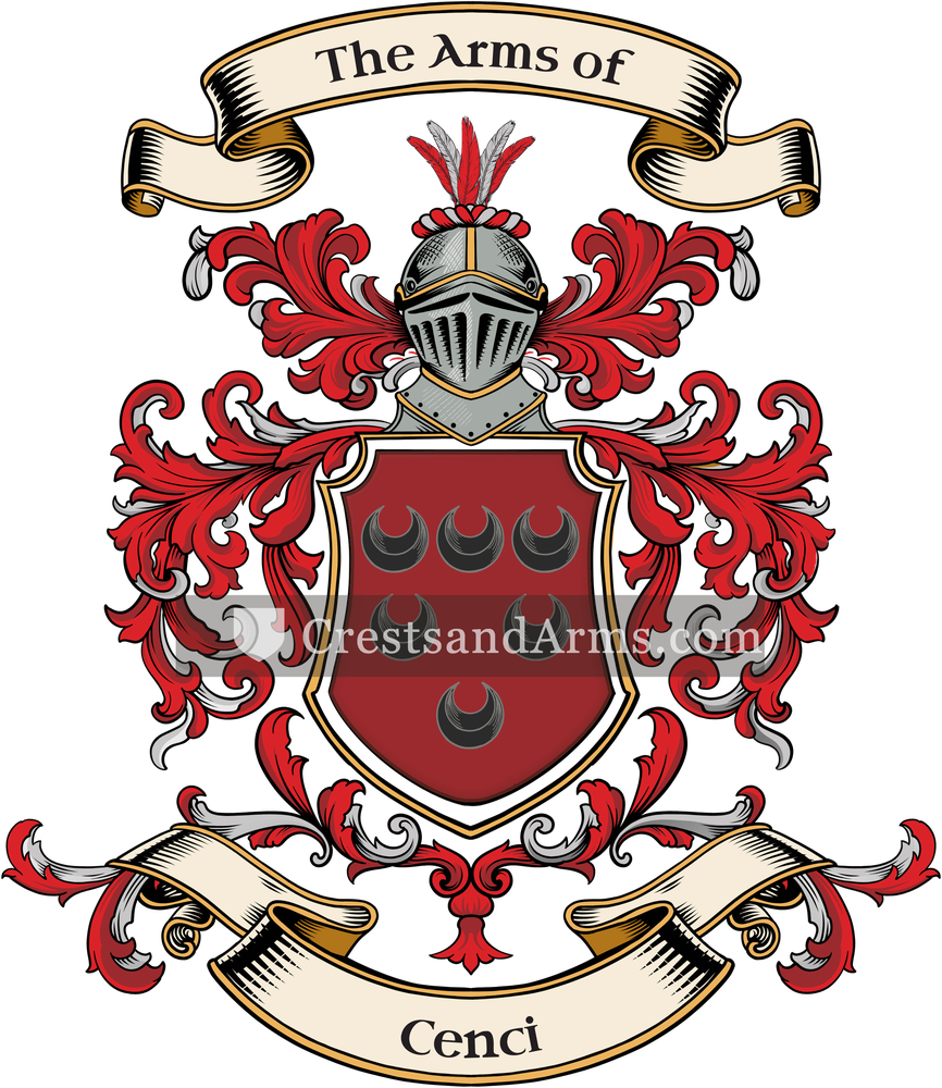 The Cenci coat of arms, drawn from the recorded blazon