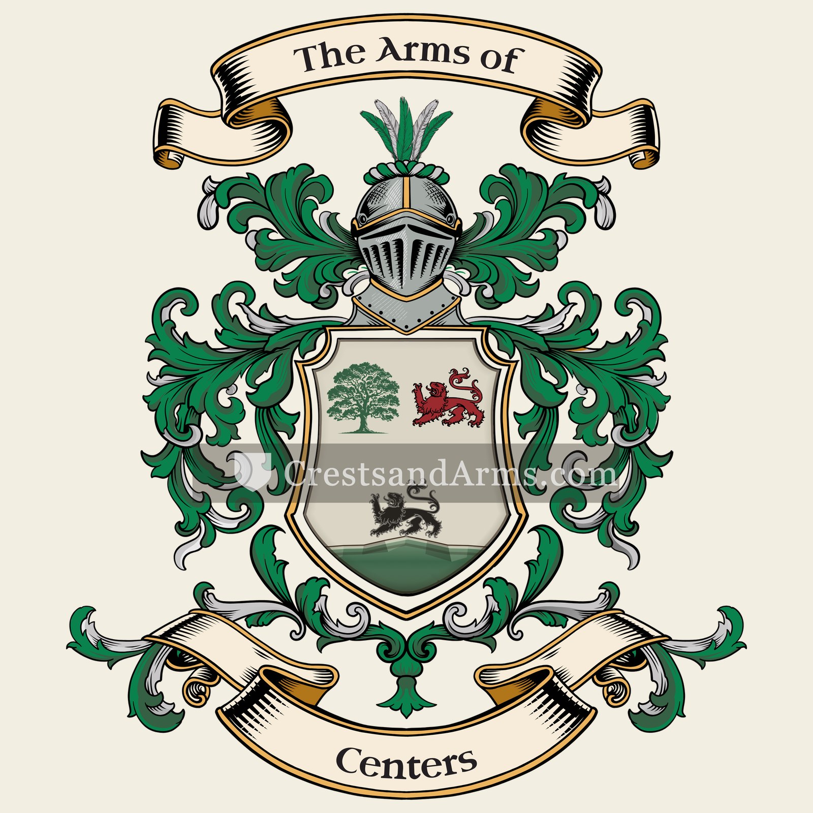 The Centers coat of arms, drawn from the recorded blazon