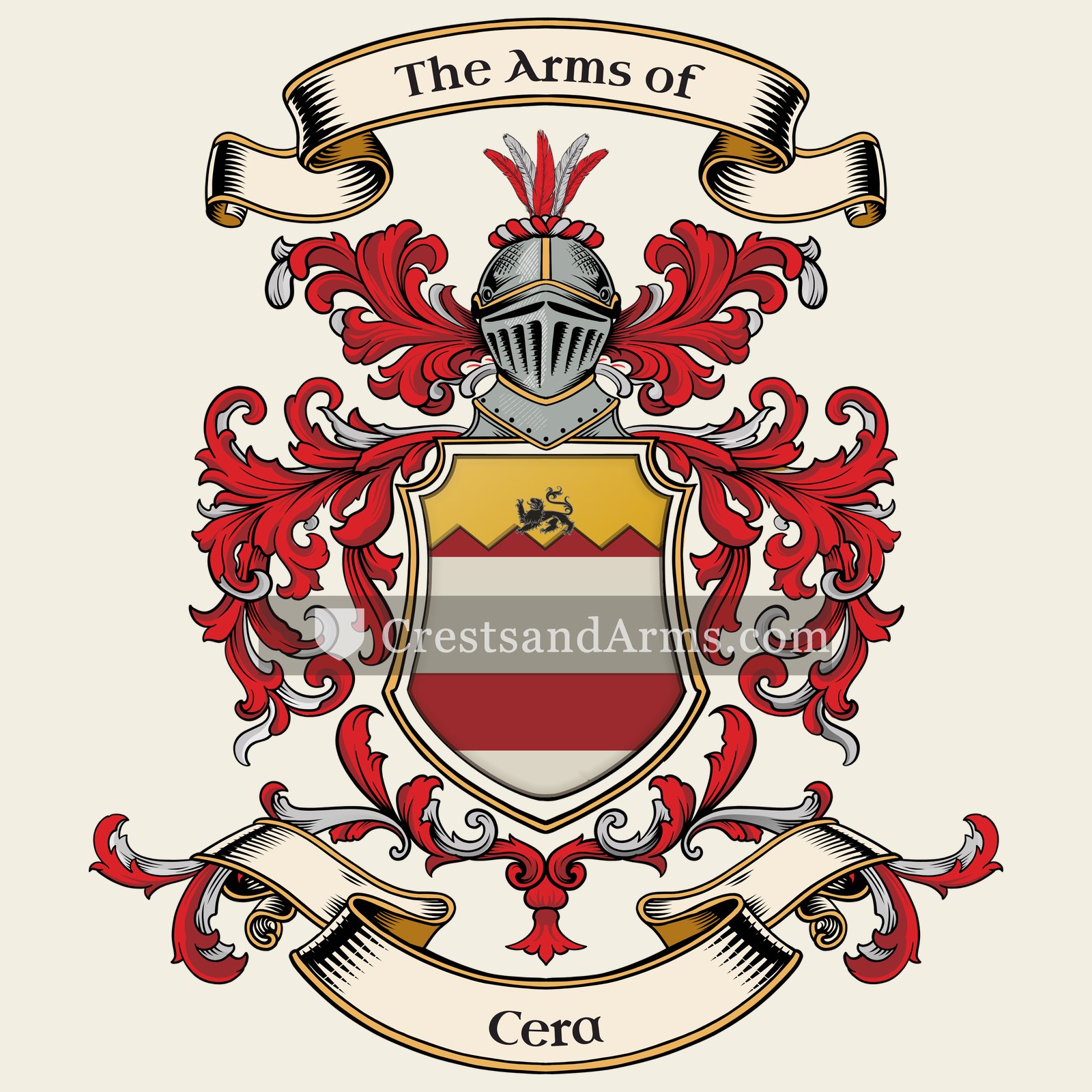 The Cera coat of arms, drawn from the recorded blazon