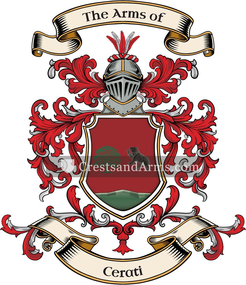 The Cerati coat of arms, drawn from the recorded blazon