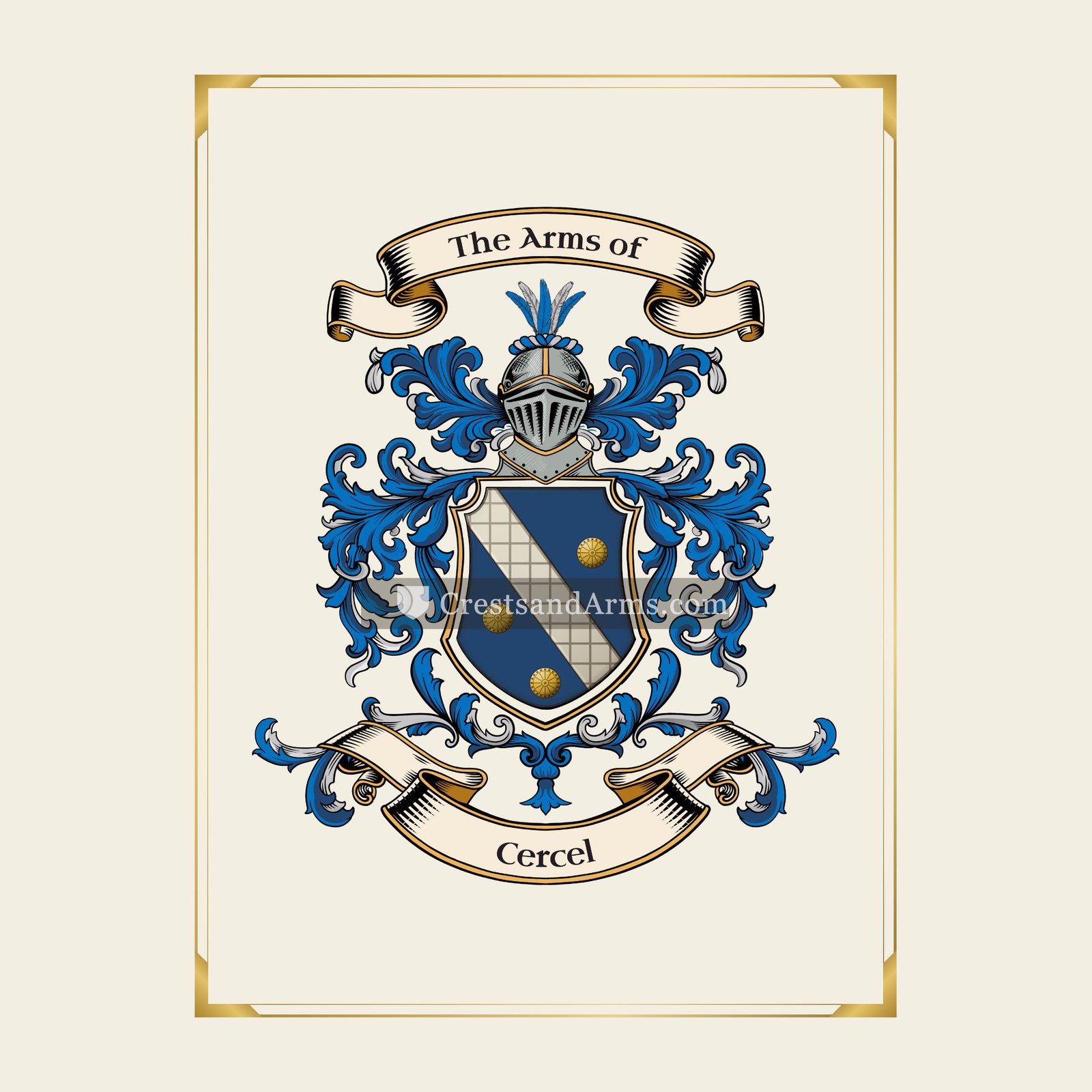 With gold border
