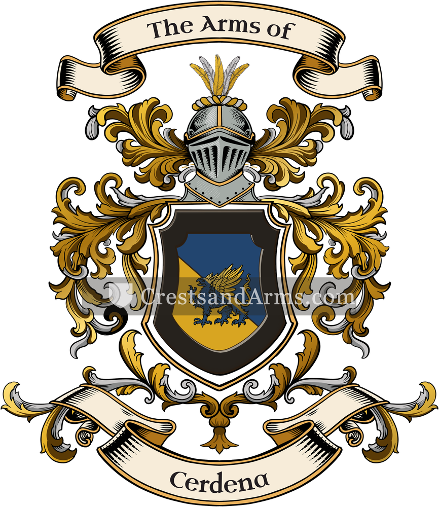 The Cerdena coat of arms, drawn from the recorded blazon