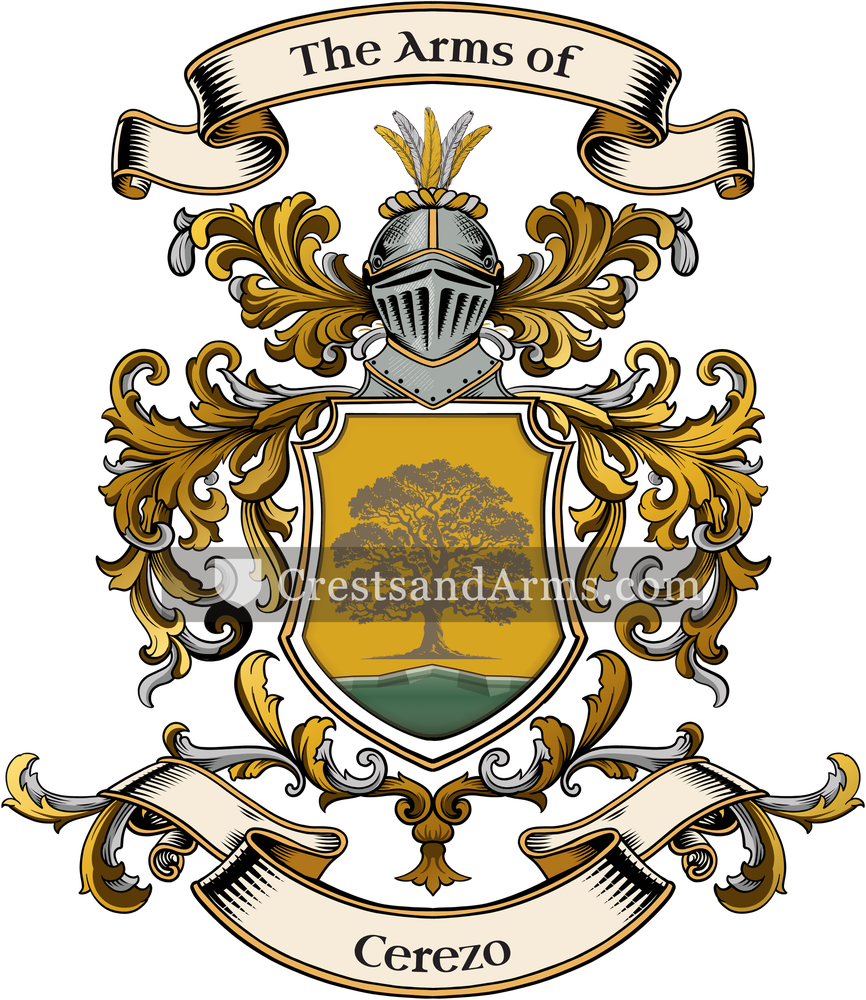 The Cerezo coat of arms, drawn from the recorded blazon