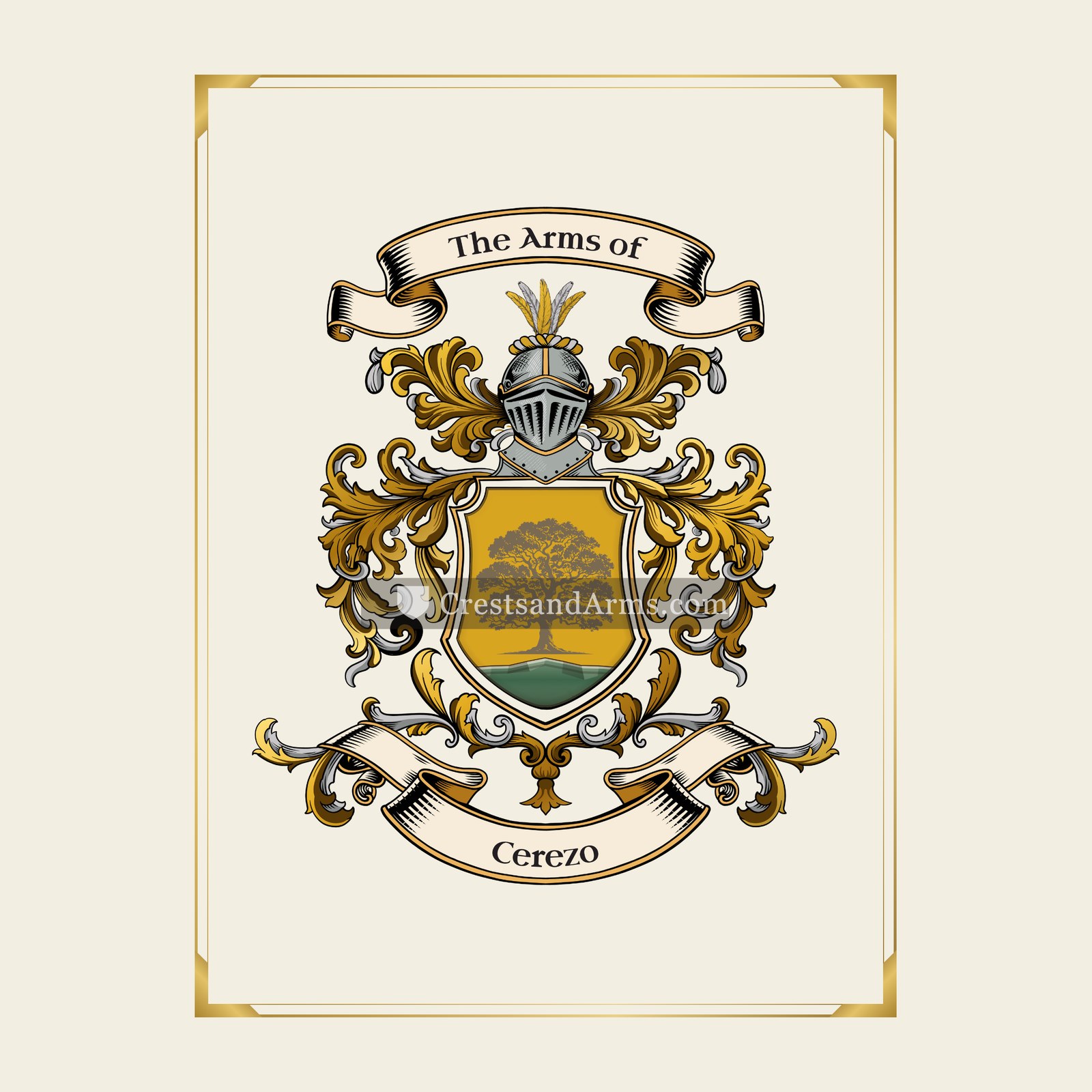 With gold border