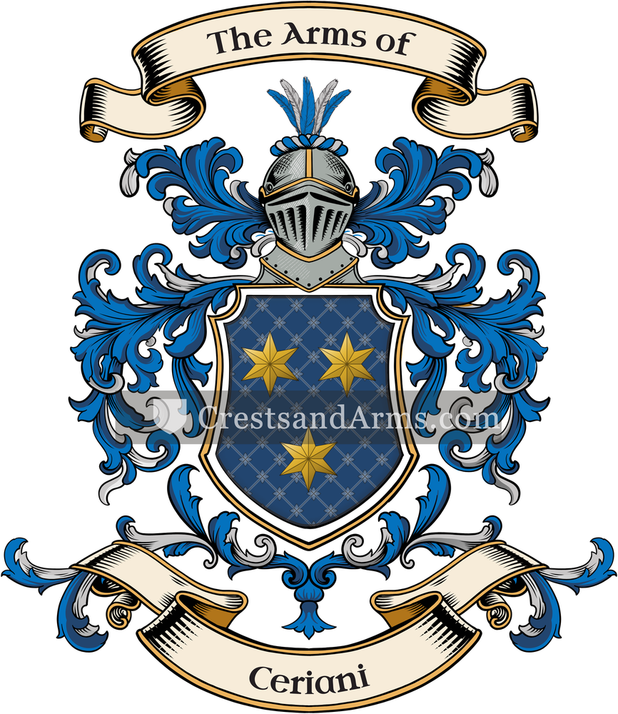 The Ceriani coat of arms, drawn from the recorded blazon