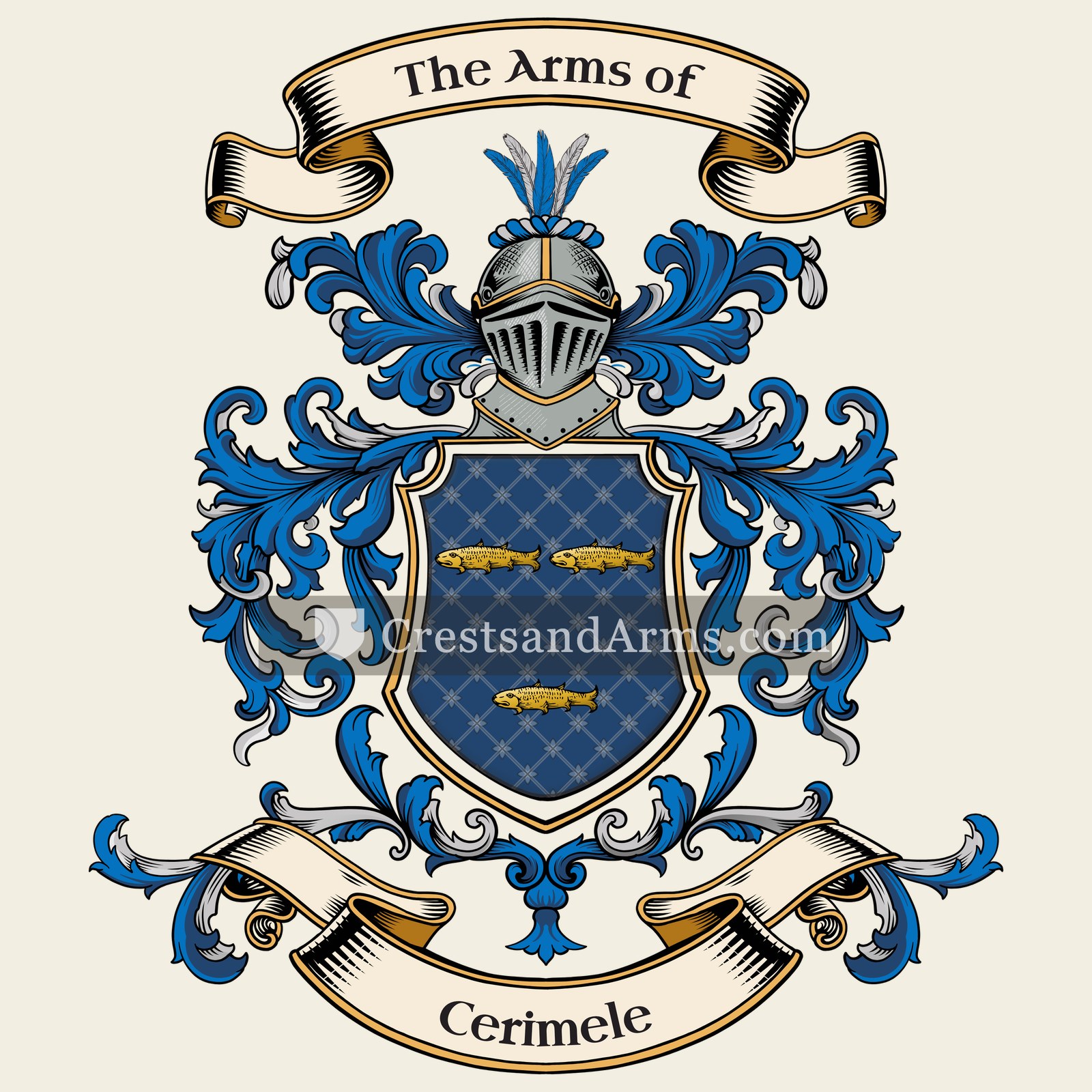 The Cerimele coat of arms, drawn from the recorded blazon