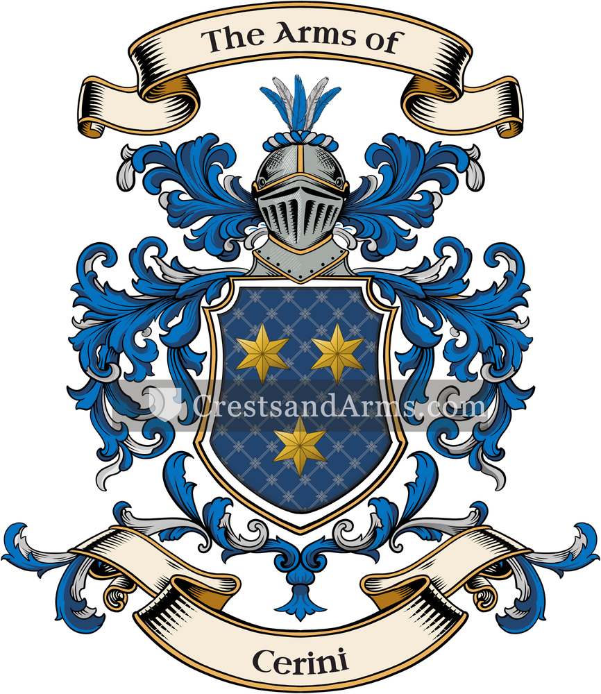 The Cerini coat of arms, drawn from the recorded blazon