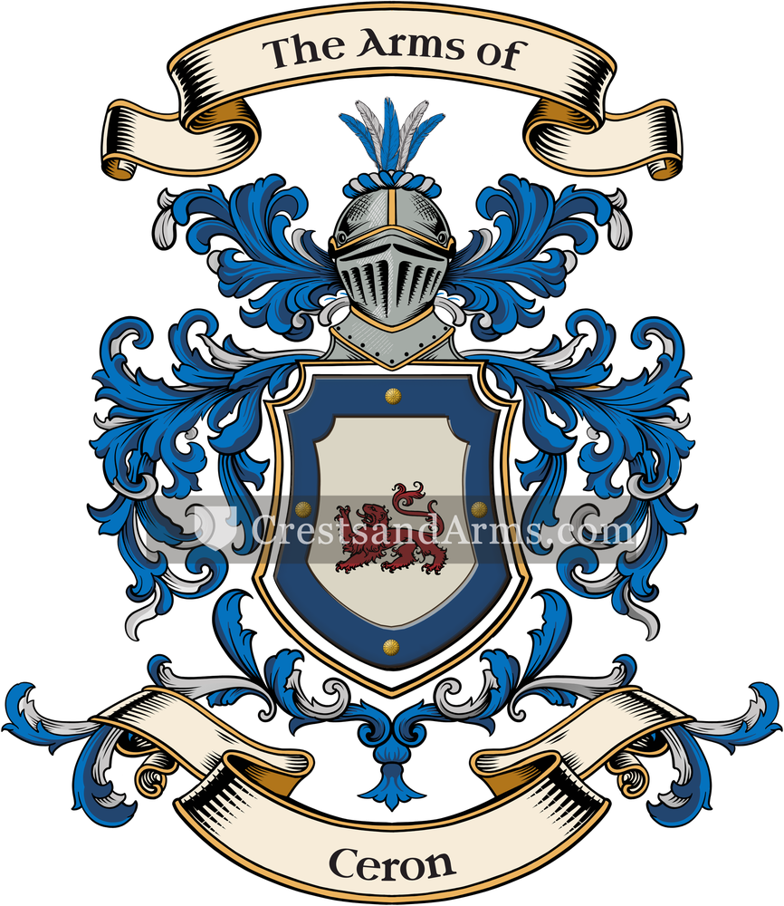 The Ceron coat of arms, drawn from the recorded blazon