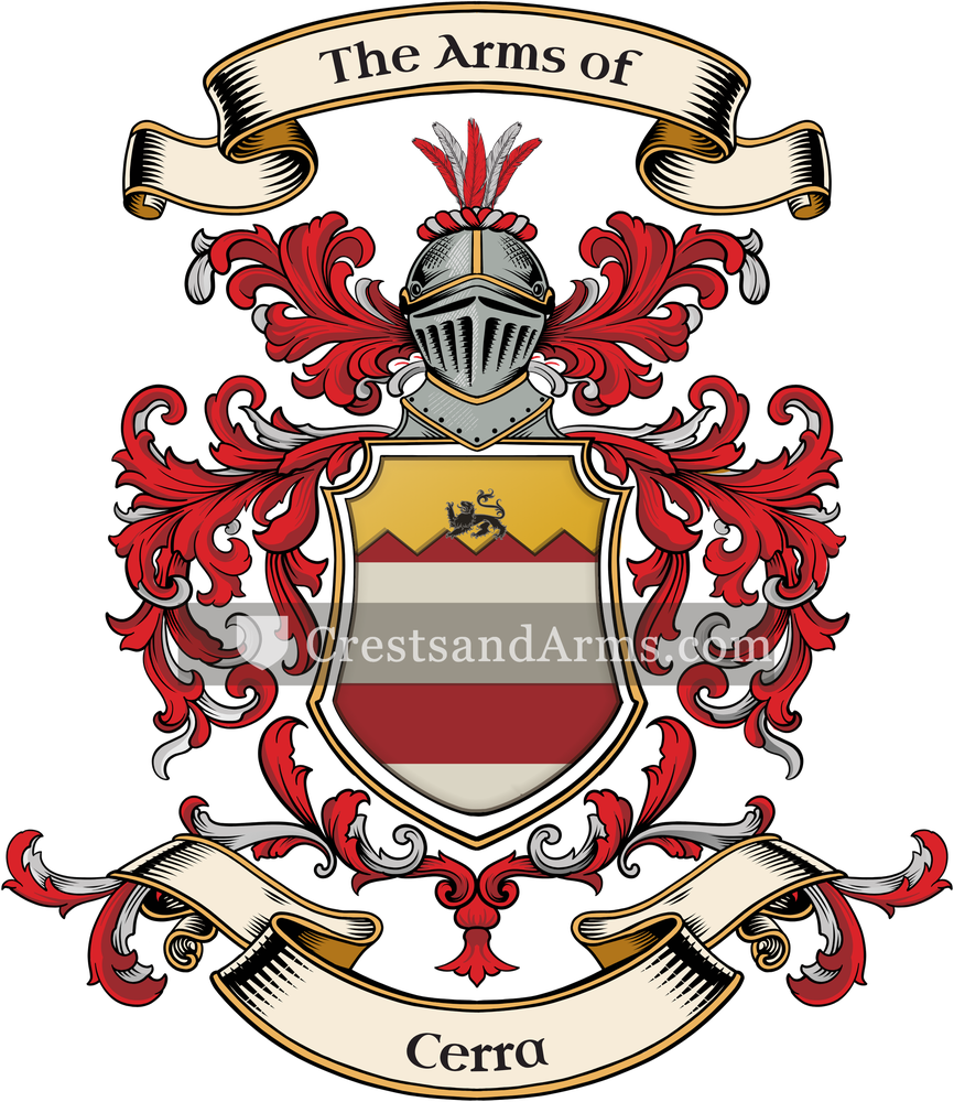 The Cerra coat of arms, drawn from the recorded blazon