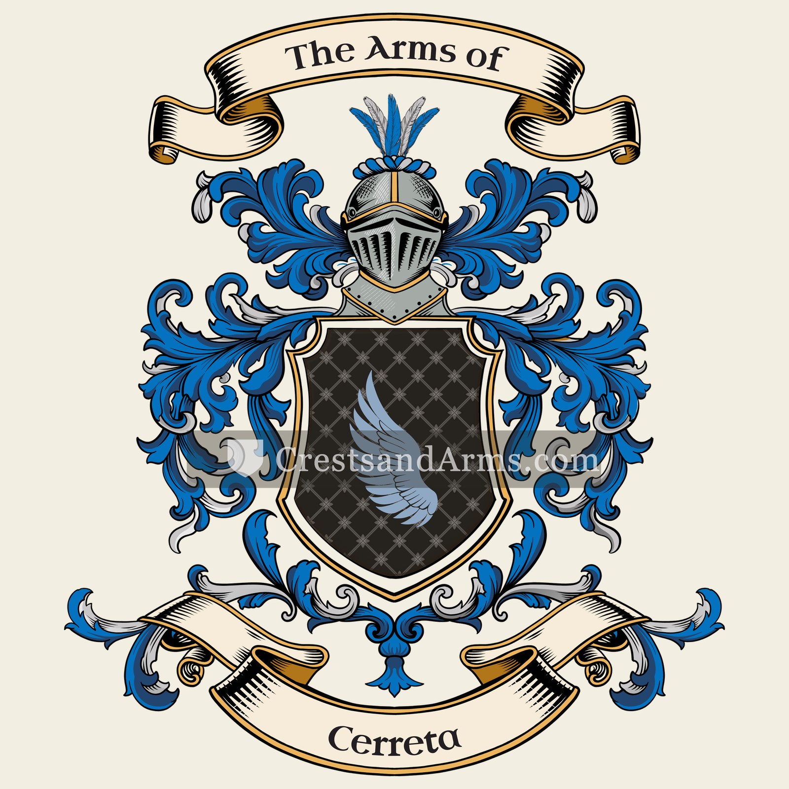 The Cerreta coat of arms, drawn from the recorded blazon