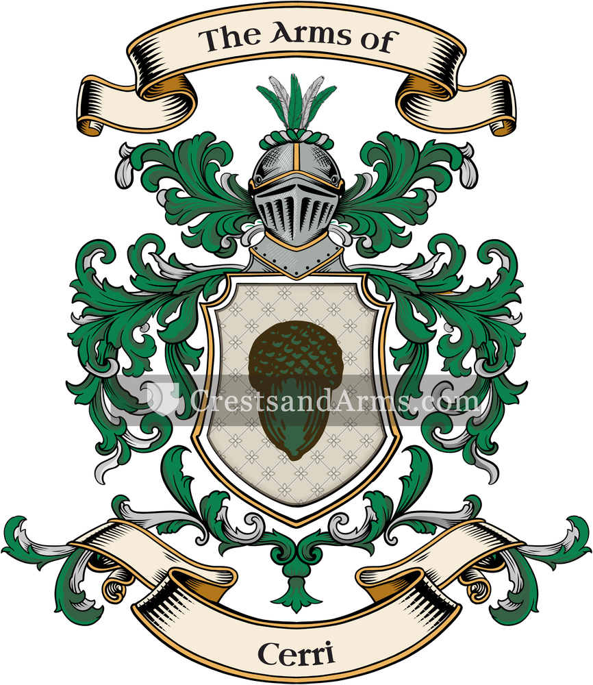 The Cerri coat of arms, drawn from the recorded blazon