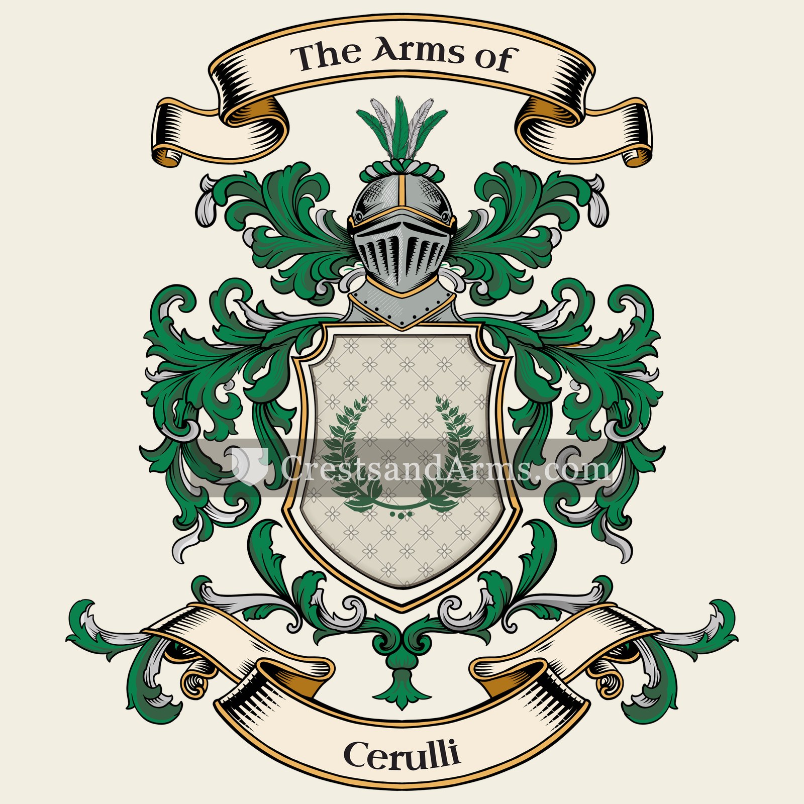 The Cerulli coat of arms, drawn from the recorded blazon