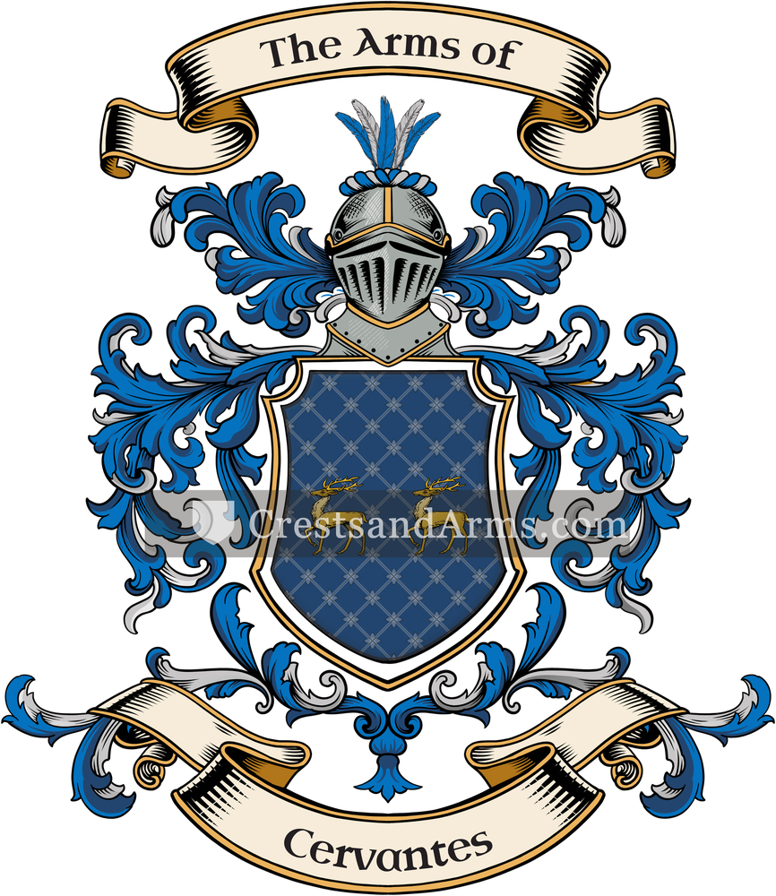 The Cervantes coat of arms, drawn from the recorded blazon