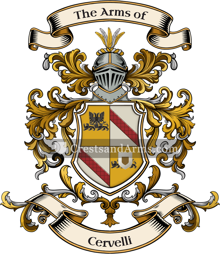 The Cervelli coat of arms, drawn from the recorded blazon