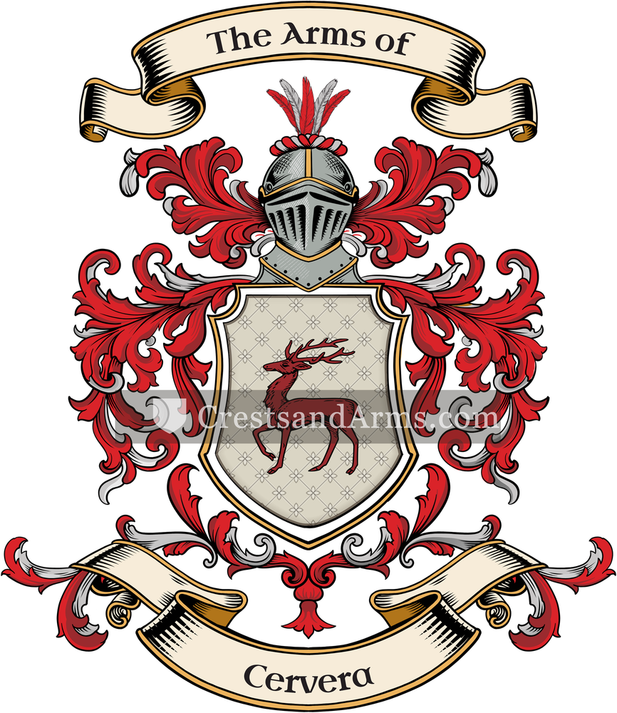 The Cervera coat of arms, drawn from the recorded blazon
