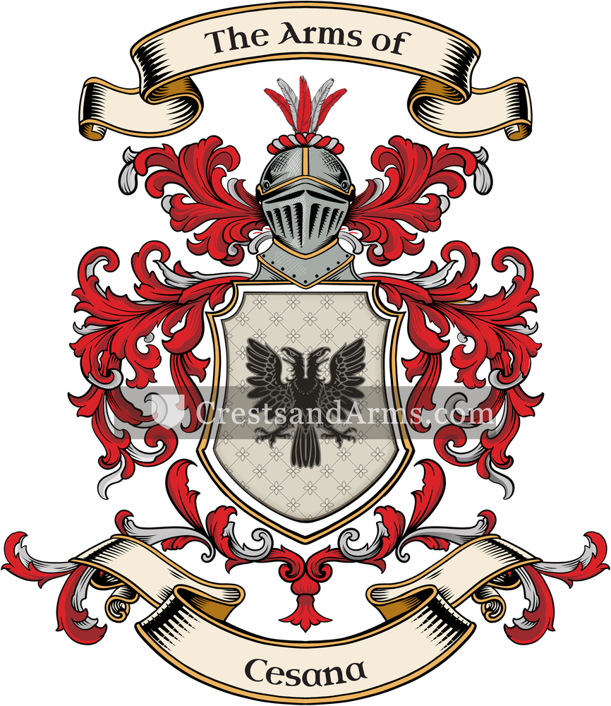 The Cesana coat of arms, drawn from the recorded blazon