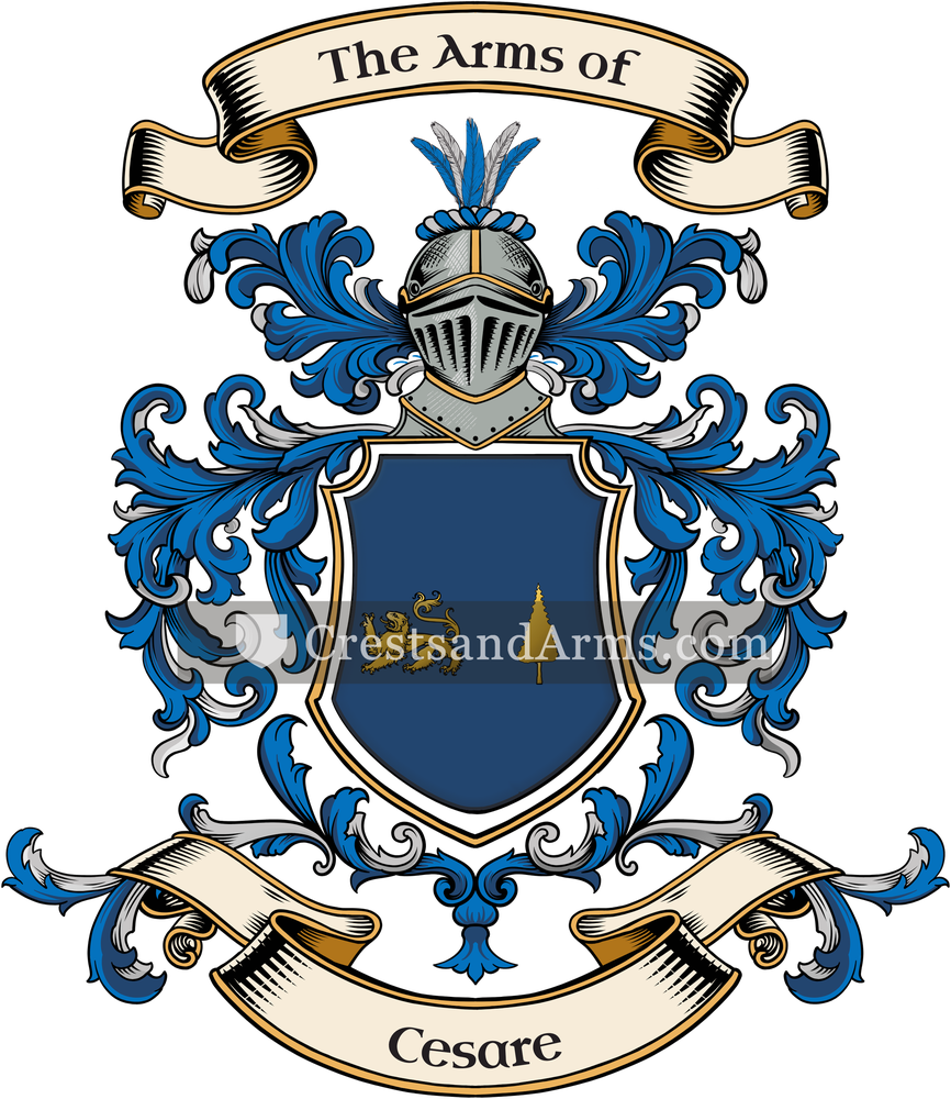 The Cesare coat of arms, drawn from the recorded blazon