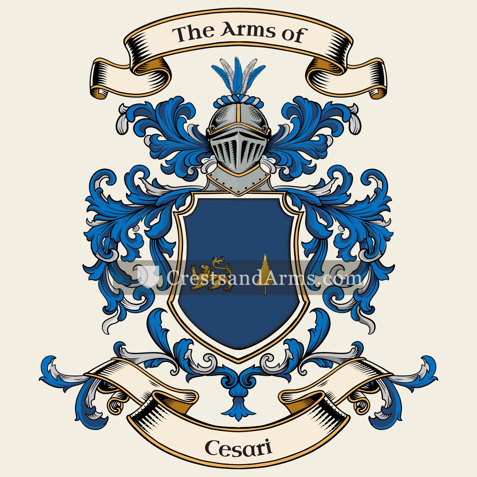 The Cesari coat of arms, drawn from the recorded blazon
