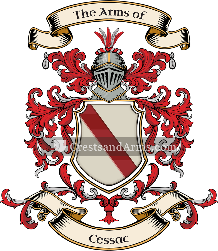 The Cessac coat of arms, drawn from the recorded blazon
