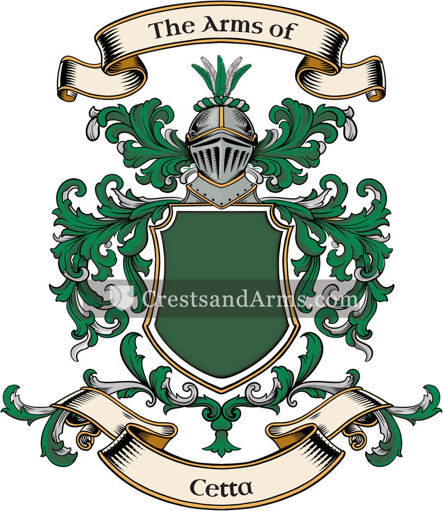 The Cetta coat of arms, drawn from the recorded blazon