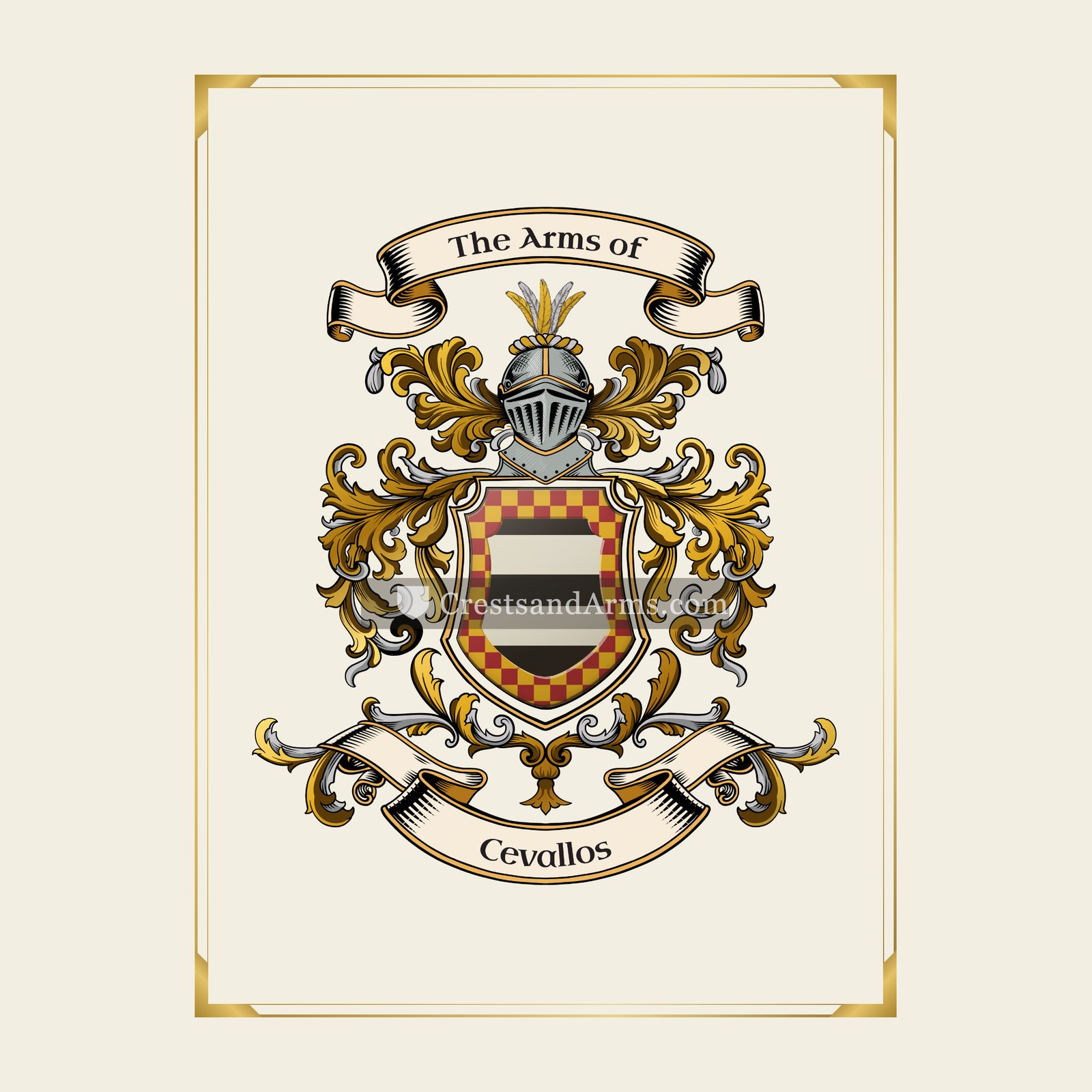 With gold border