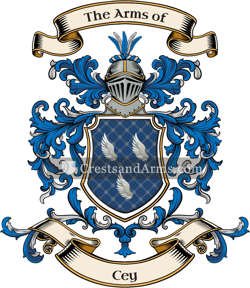 The Cey coat of arms, drawn from the recorded blazon