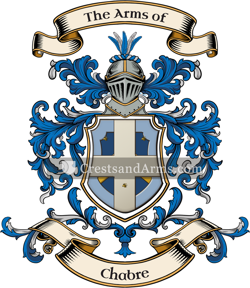 The Chabre coat of arms, drawn from the recorded blazon