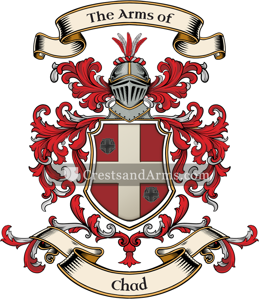 The Chad coat of arms, drawn from the recorded blazon