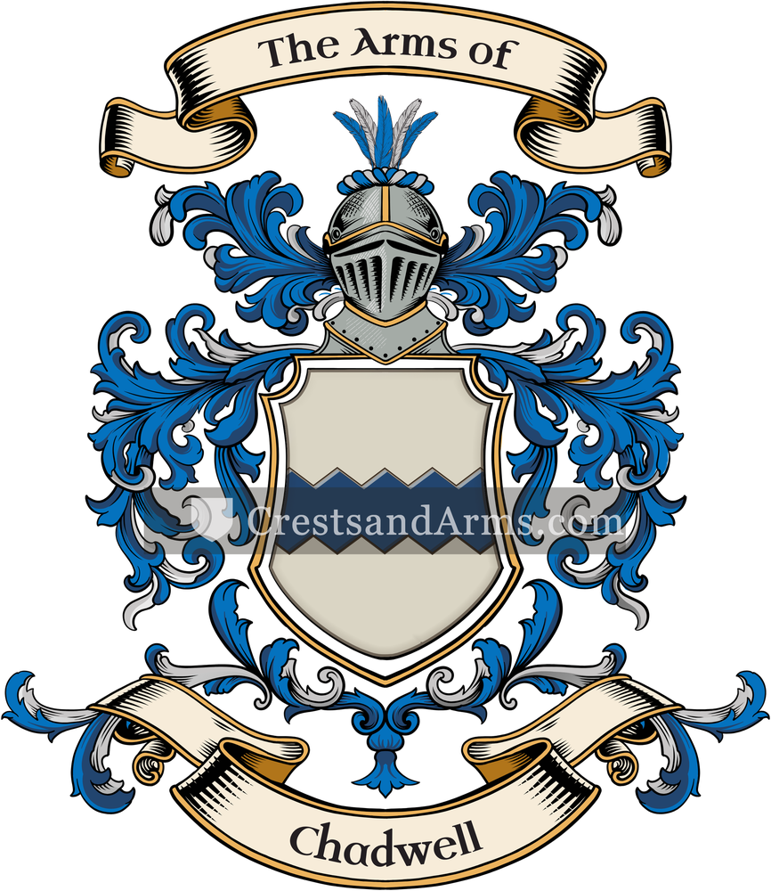 The Chadwell coat of arms, drawn from the recorded blazon