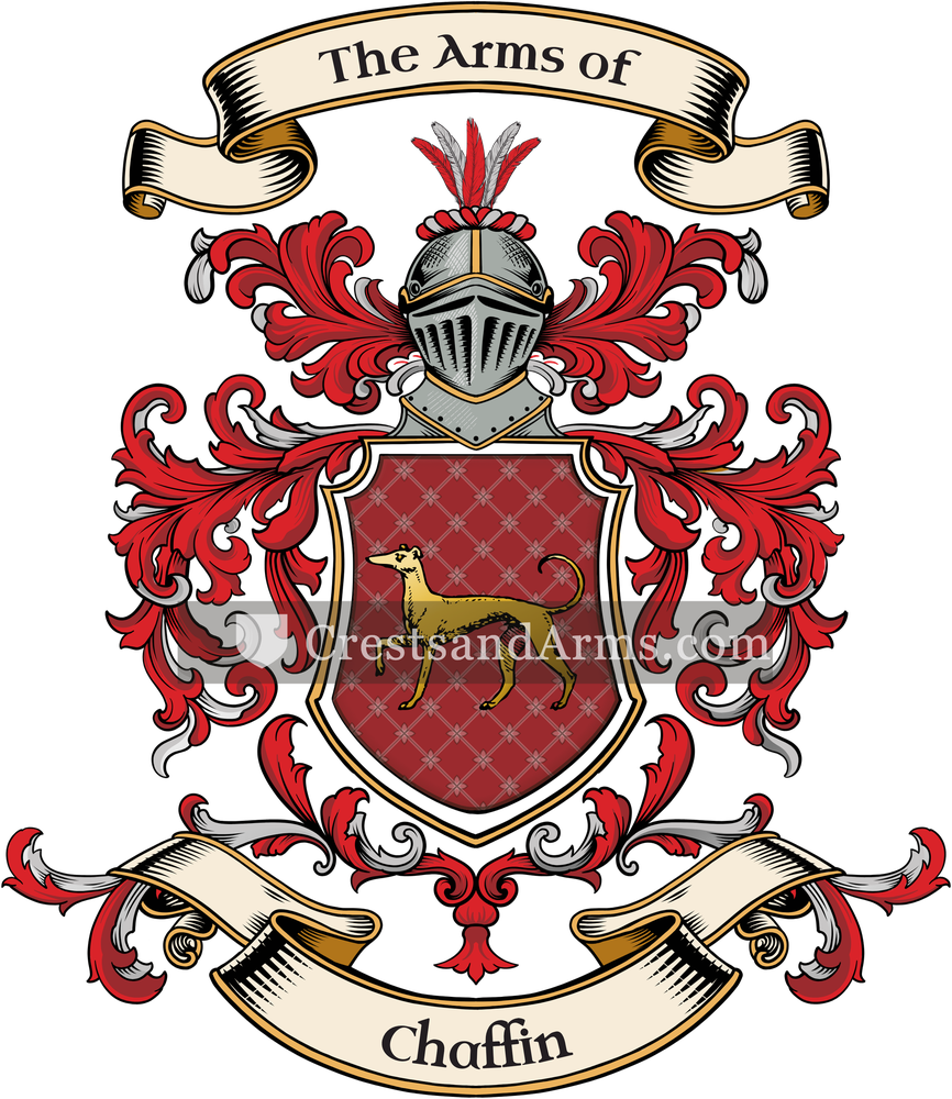 The Chaffin coat of arms, drawn from the recorded blazon