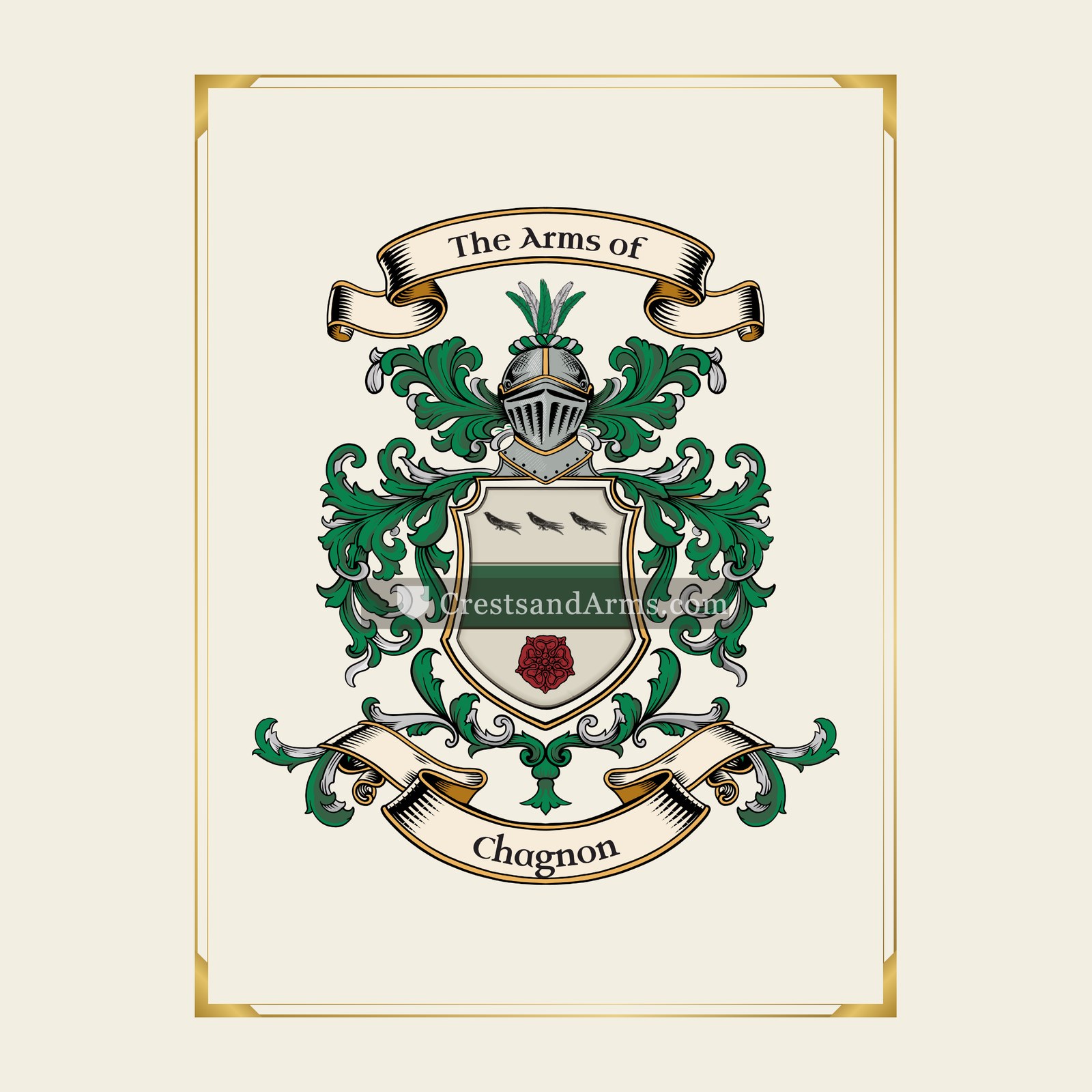 With gold border