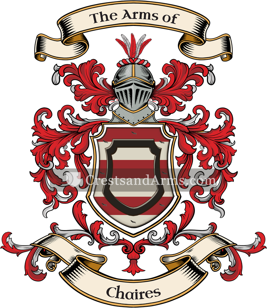 The Chaires coat of arms, drawn from the recorded blazon
