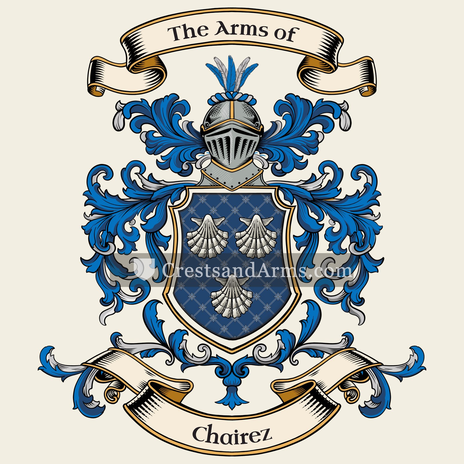 The Chairez coat of arms, drawn from the recorded blazon