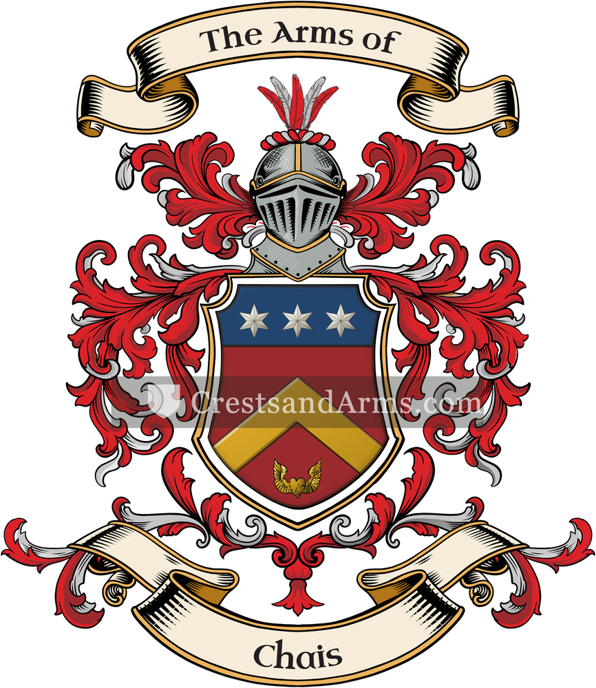 The Chais coat of arms, drawn from the recorded blazon