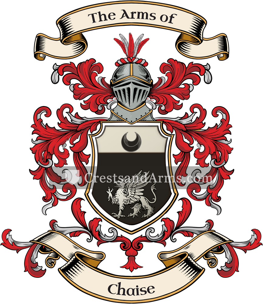 The Chaise coat of arms, drawn from the recorded blazon