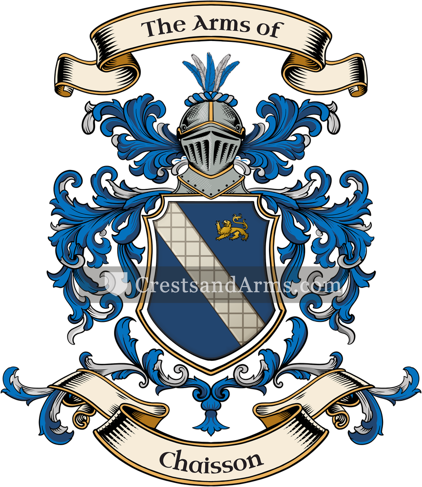 The Chaisson coat of arms, drawn from the recorded blazon