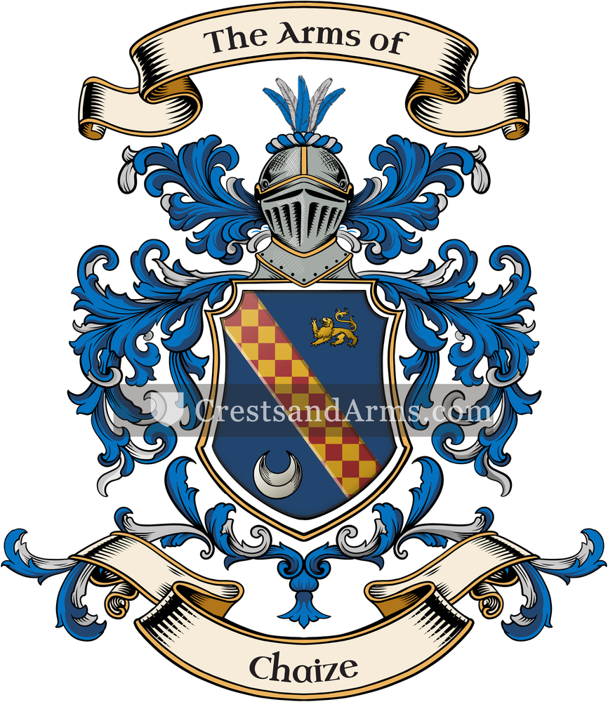The Chaize coat of arms, drawn from the recorded blazon