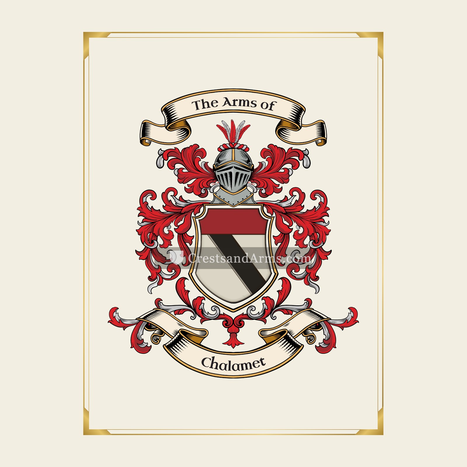With gold border